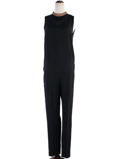 Excellent Brunello Cucinelli Black Silk Jumpsuit Size S