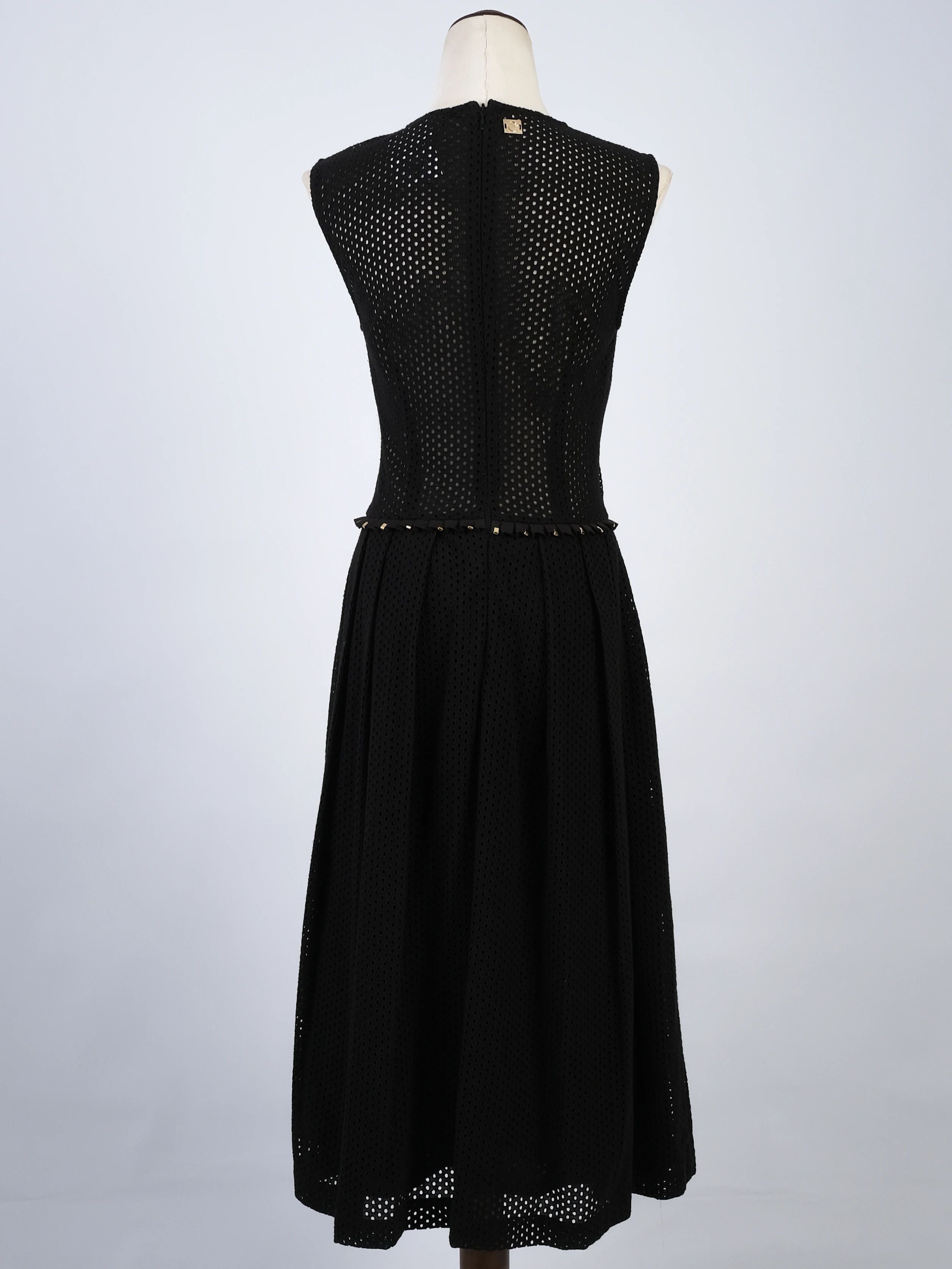 Excellent Cavalli Class Black Cotton Sleeveless Dress with Embellishments