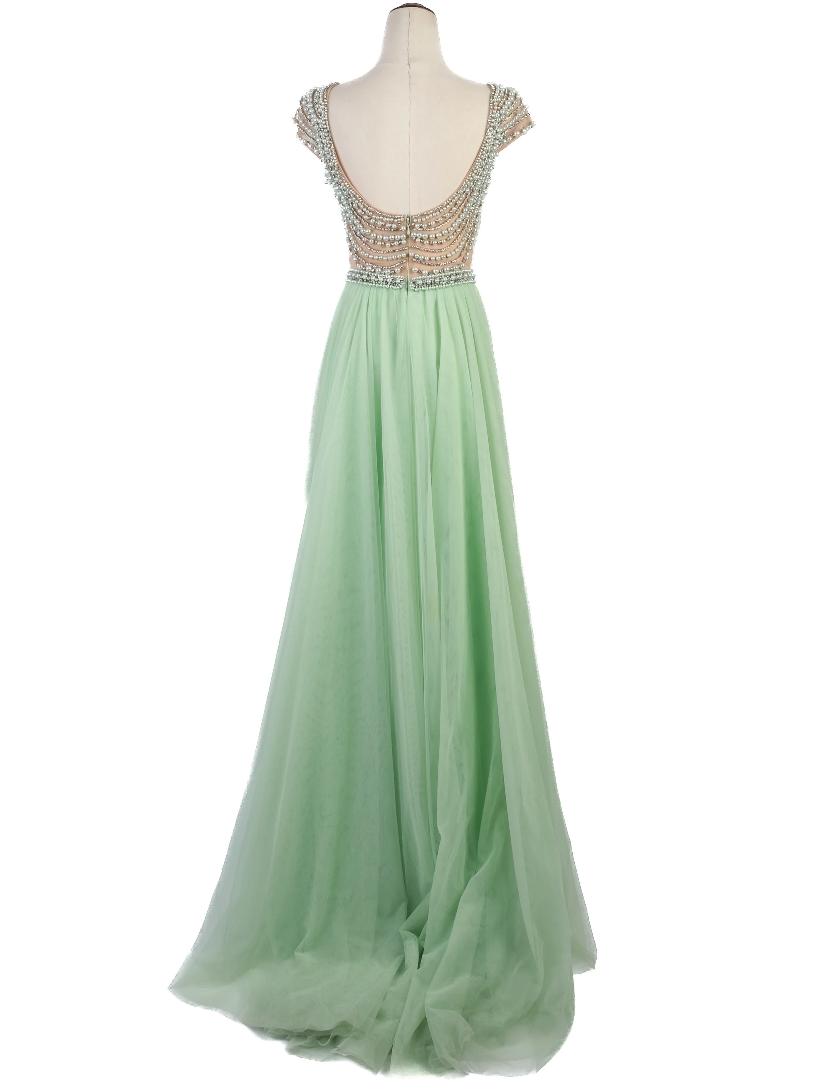 Excellent Sherri Hill Green Evening Gown Size M with Beading