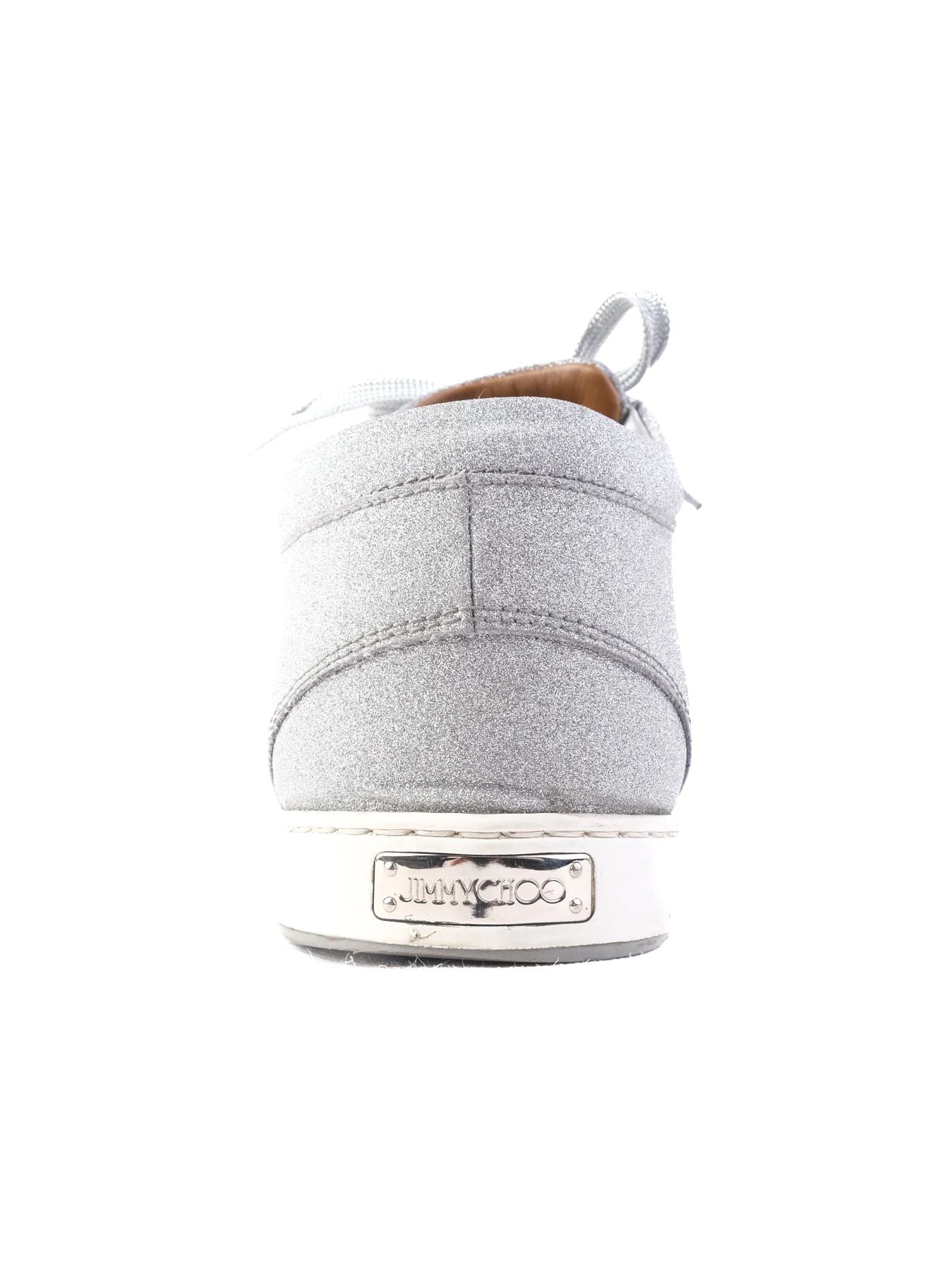 Excellent Jimmy Choo Gray Leather Sneakers with White Sole