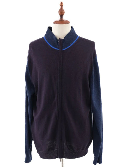 Excellent Armani Collezioni Dark Blue &amp; Black Wool Cardigan Size XL