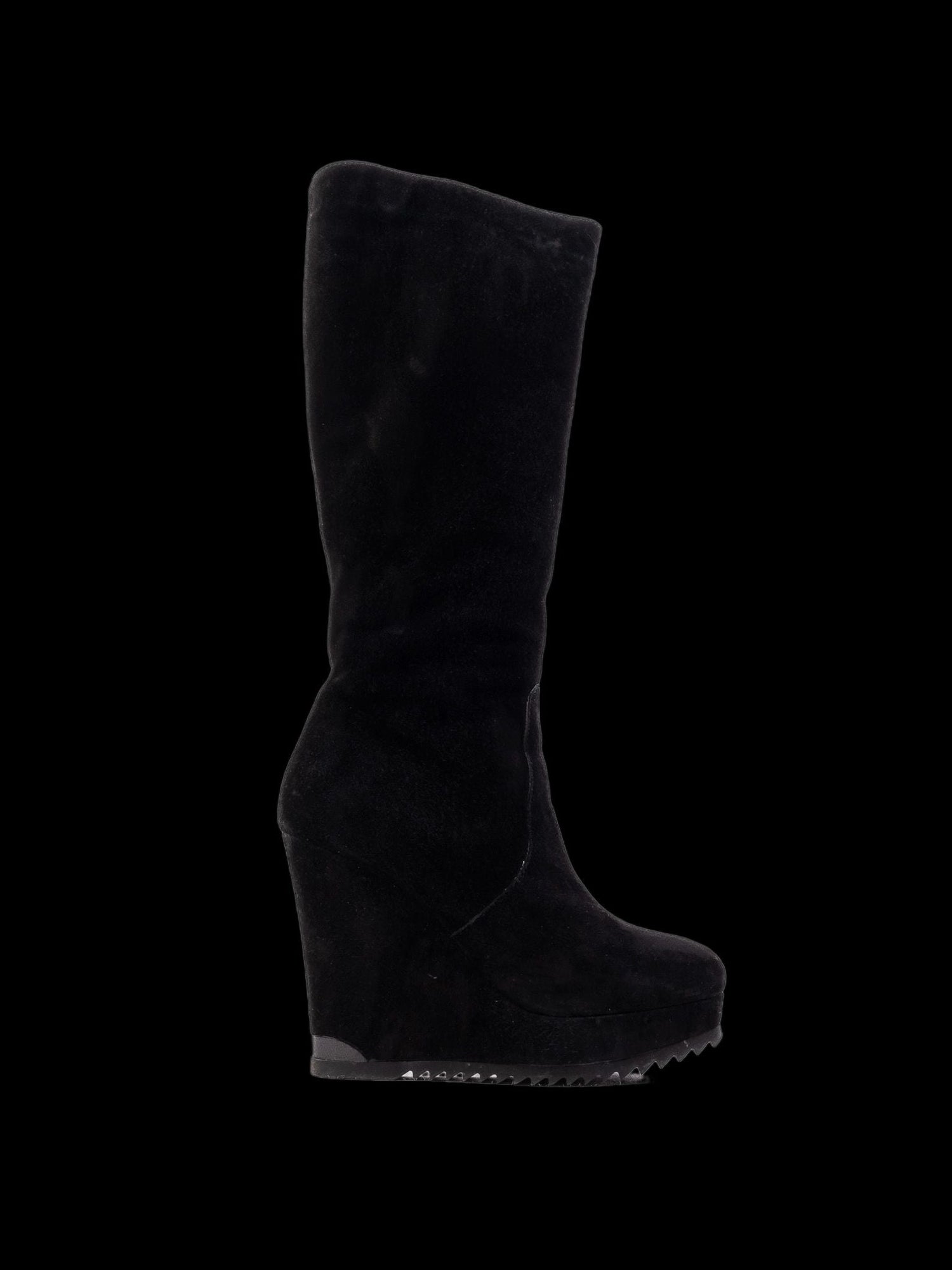 Excellent Gerardina Di Maggio Black Genuine Suede Wedge Boots Size 35