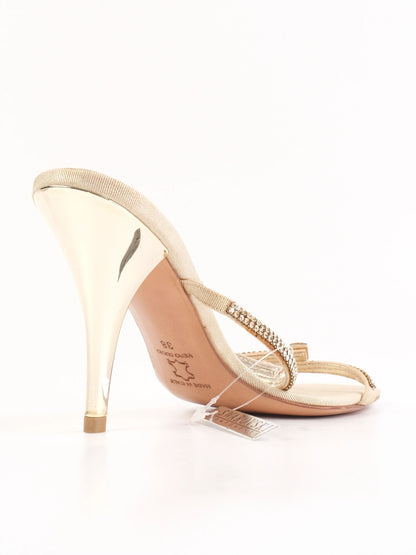 Excellent Albano Yellow Leather High-Heeled Sandals Size 38