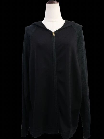 Excellent Marina Rinaldi Black Hooded Jacket XL Viscose YKK Zipper