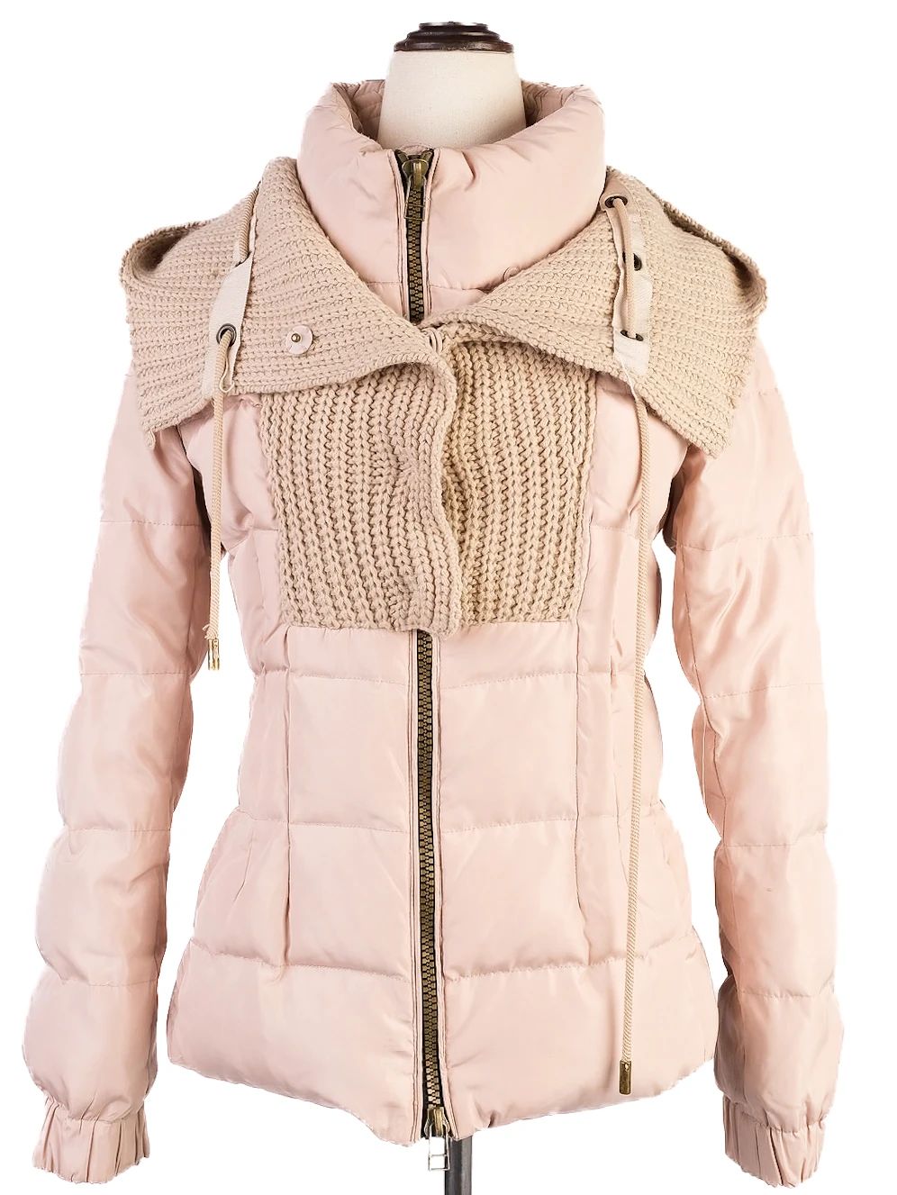 Excellent Tory Burch White Puffer Jacket Size S with Knit Overlay