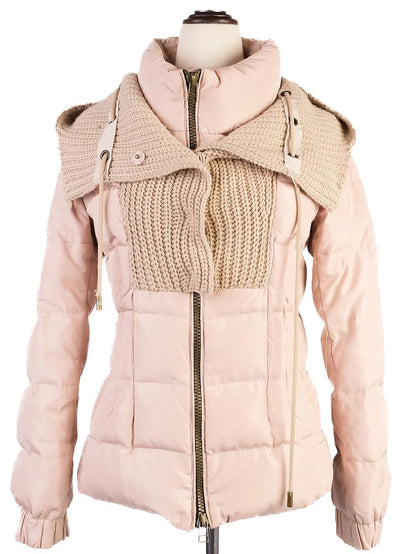 Excellent Tory Burch White Puffer Jacket Size S with Knit Overlay