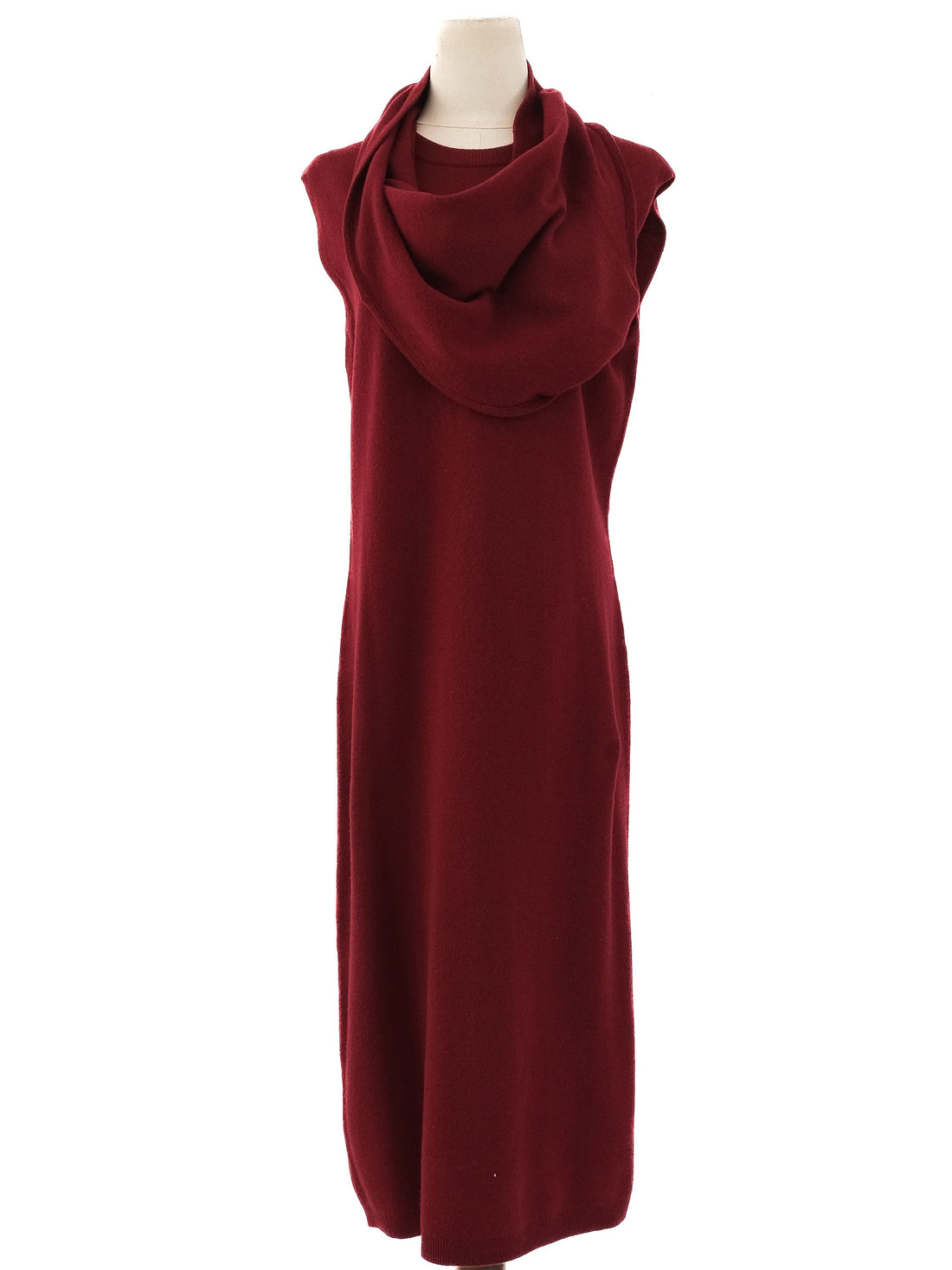 Excellent Joseph Red Wool Sleeveless Dress Size L with Cowl Neck