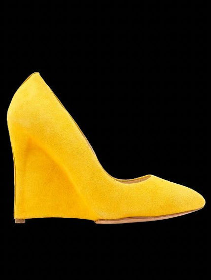 Perfect Neil Barrett Yellow Genuine Suede Wedge-Heeled Shoes Size 38