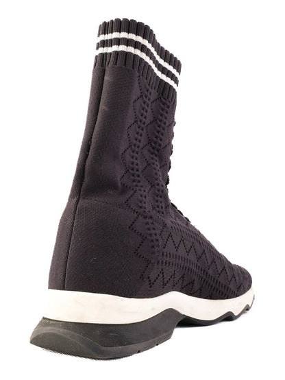 Excellent Fendi Black High-Top Sneakers Fabric Size 37