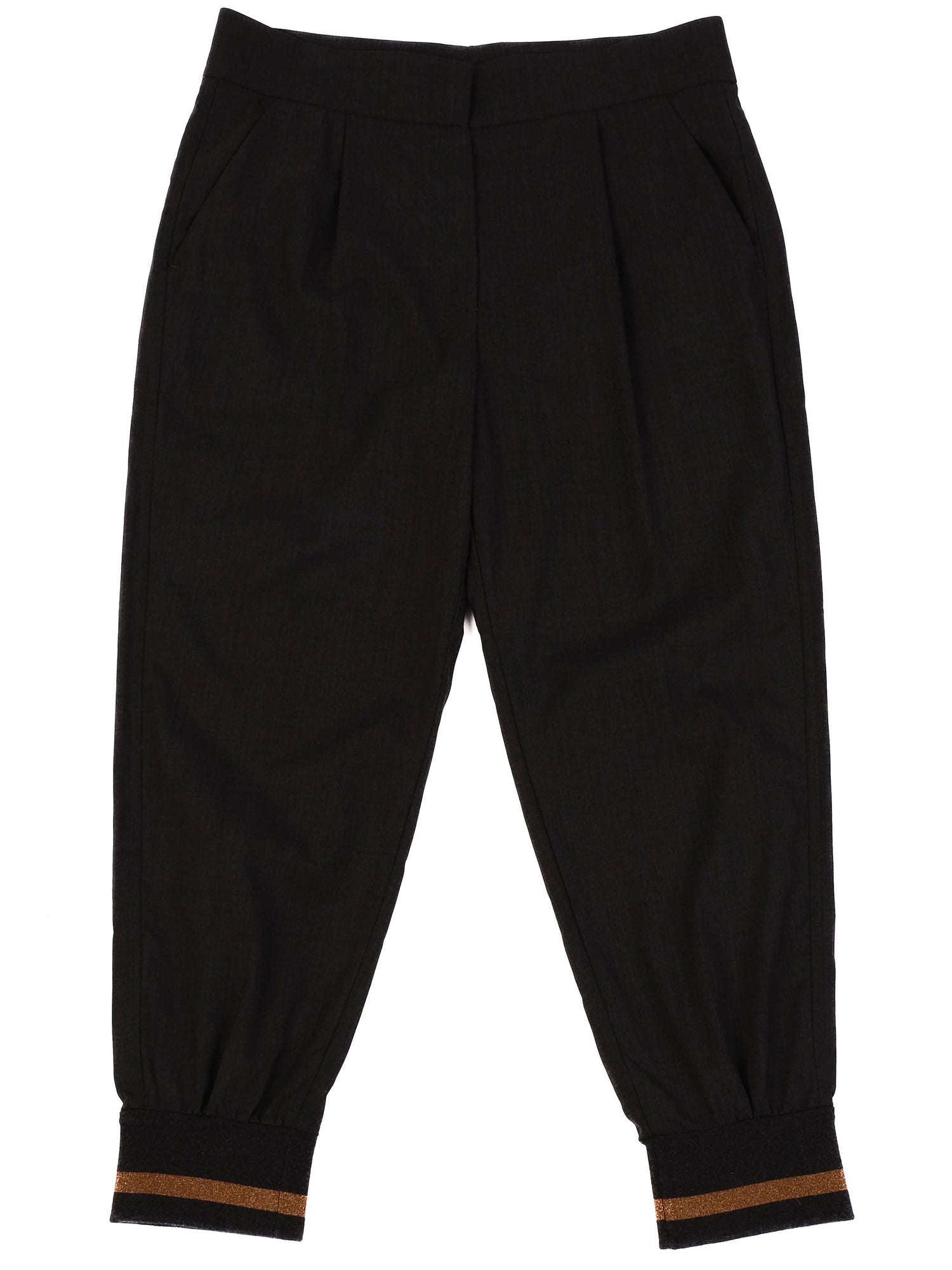 EXCELLENT Brunello Cucinelli Gray Wool Trousers Size L with Stripe Detail