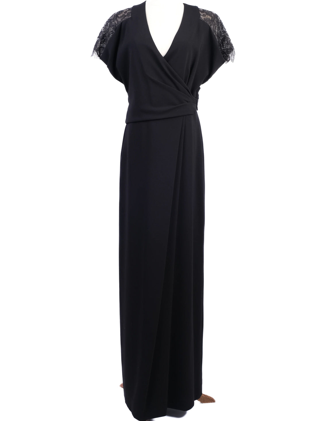 Max Mara Pianoforte Black Lace Long Dress Size L Excellent Condition