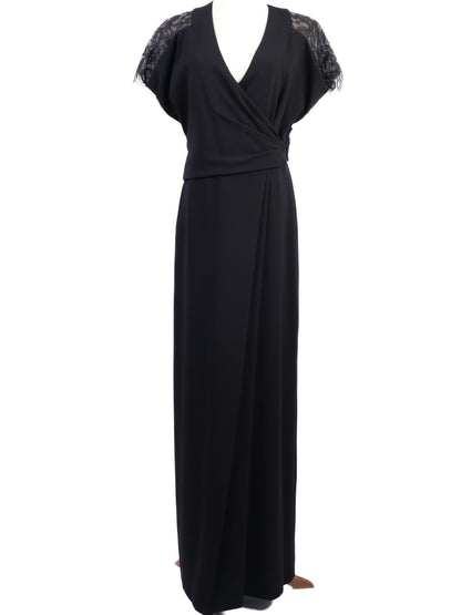 Max Mara Pianoforte Black Lace Long Dress Size L Excellent Condition