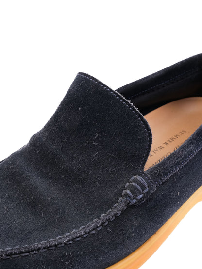 Excellent Loro Piana Black Leather Loafers for Men