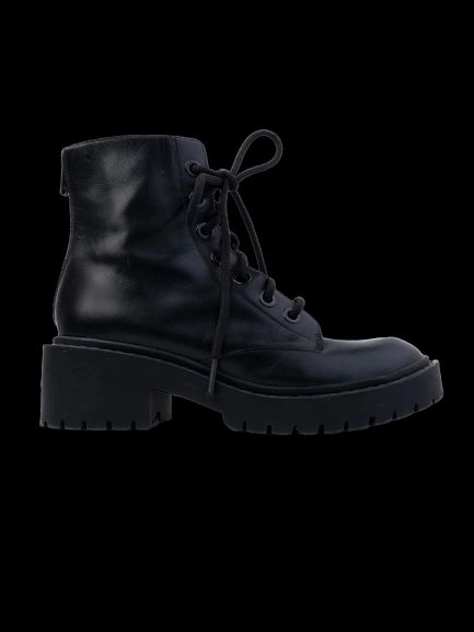 Excellent Kenzo Black Leather Lace-Up Combat Boots Size Not Specified