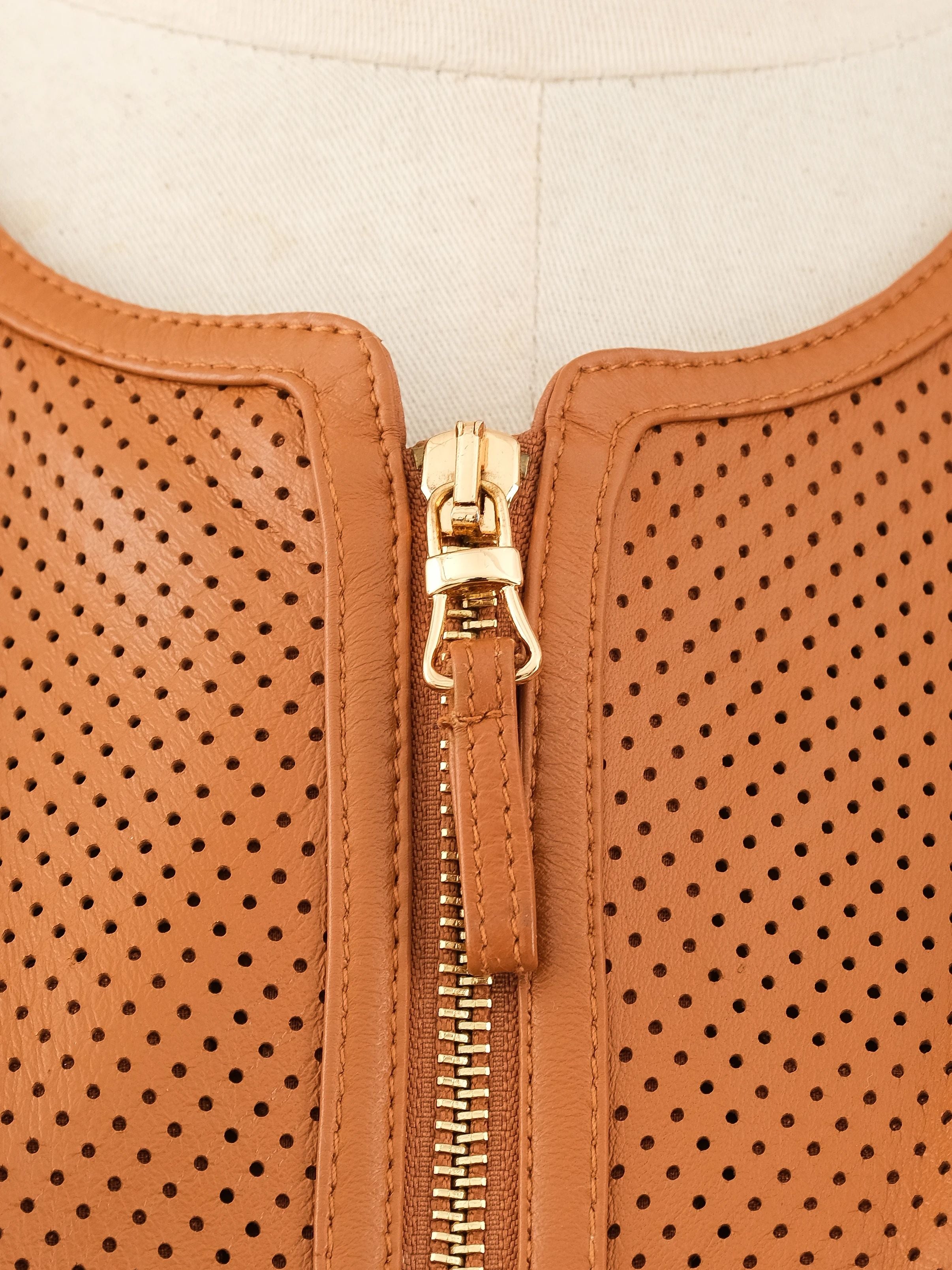 Excellent Luisa Spagnoli Orange Leather Jacket Women Size M