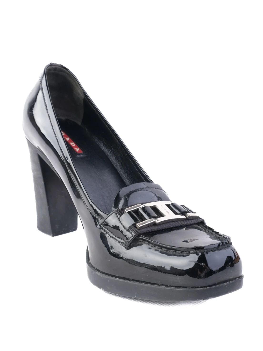Excellent Prada Black Leather High-Heeled Shoes Size 36.5