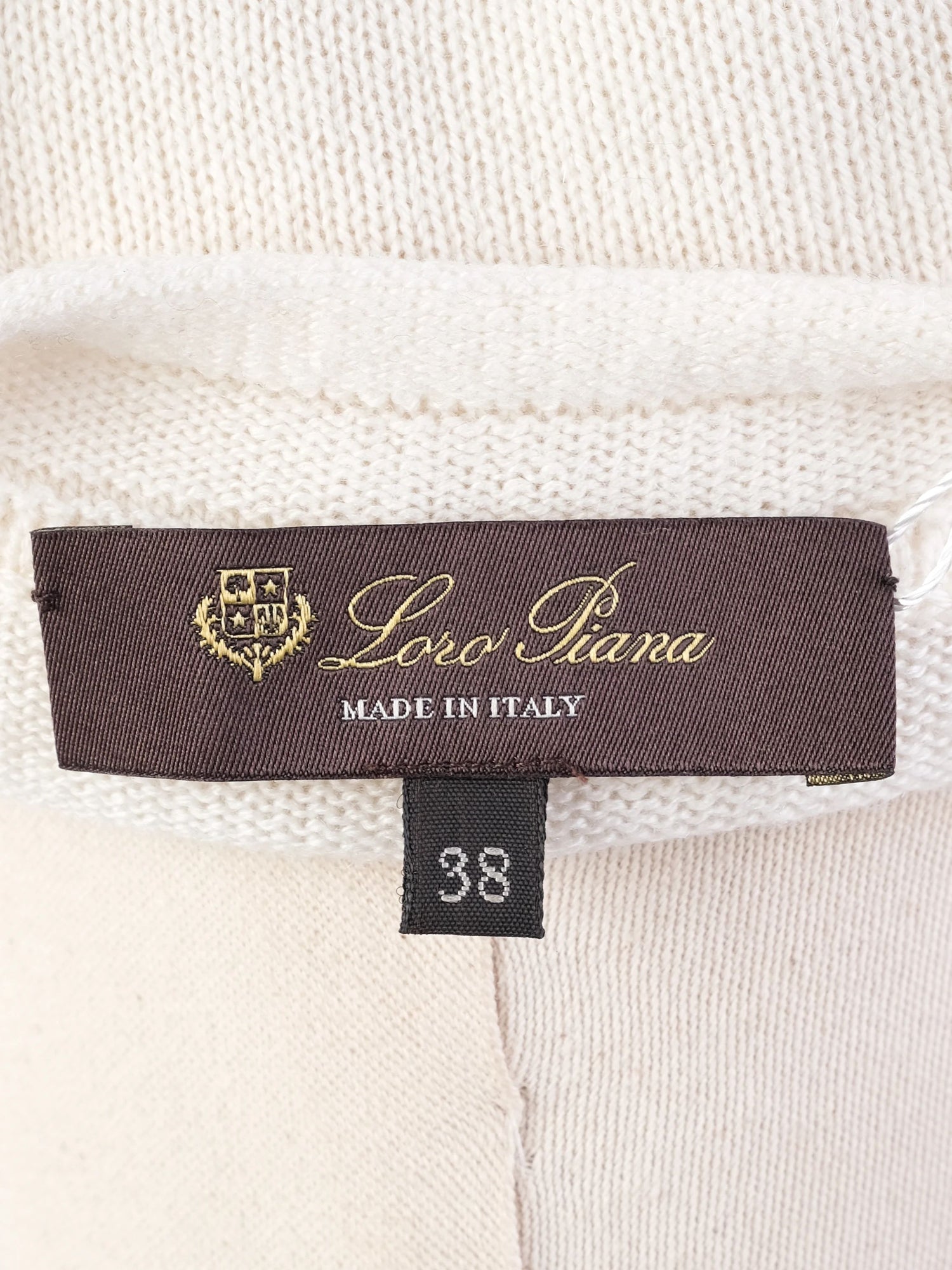 Excellent Loro Piana White Cashmere Sweater Size S Floral Design