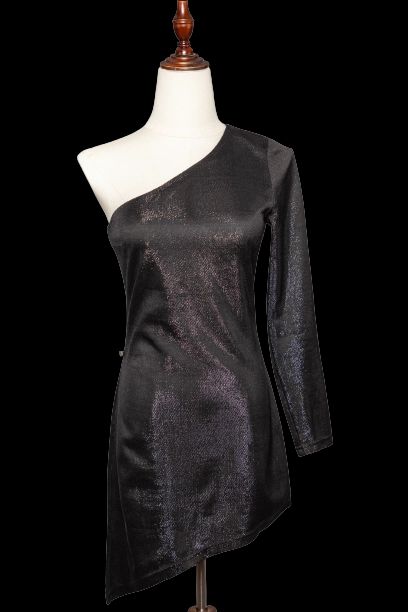 Good Hayali Black Asymmetrical Long Sleeve Dress with Sequins