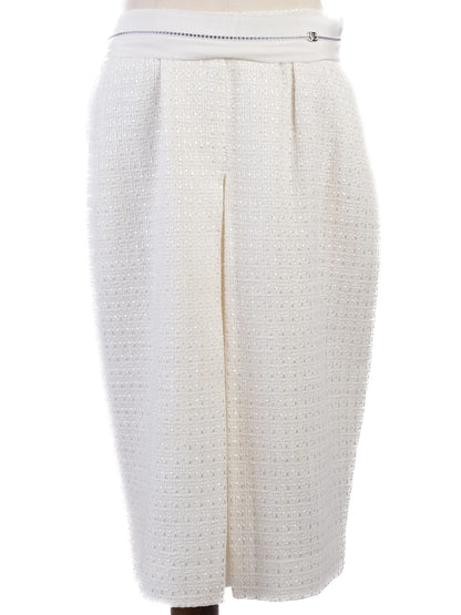 Excellent Salvatore Ferragamo White Textured Skirt Size L