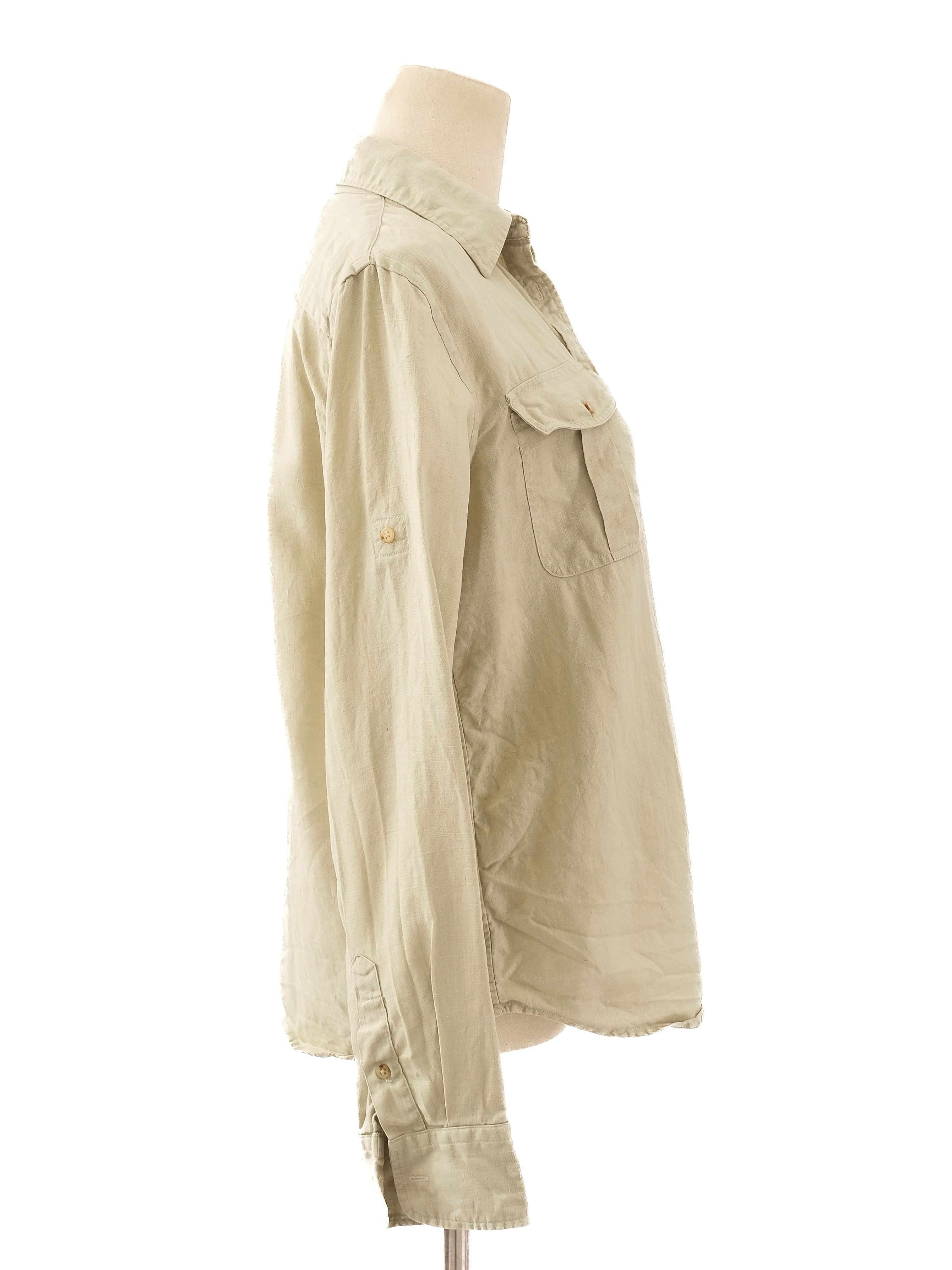 Excellent Ralph Lauren Green Linen Button-Up Shirt Size XS