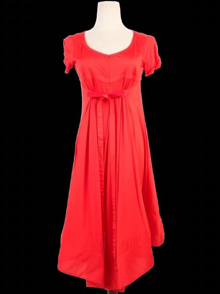Excellent Celine Red Dress Size M with Bow Detail Viscose