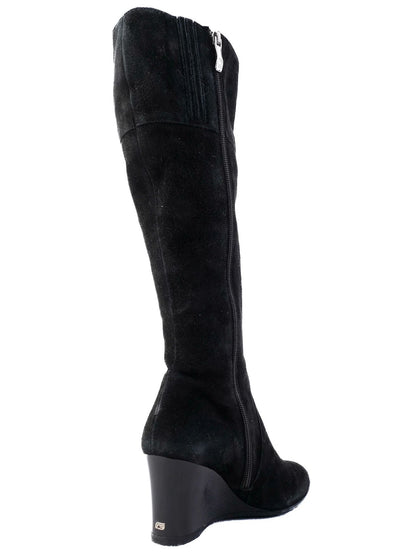 Perfect Giovanni Fabiani Black Leather Wedge-Heeled Boots Size 37