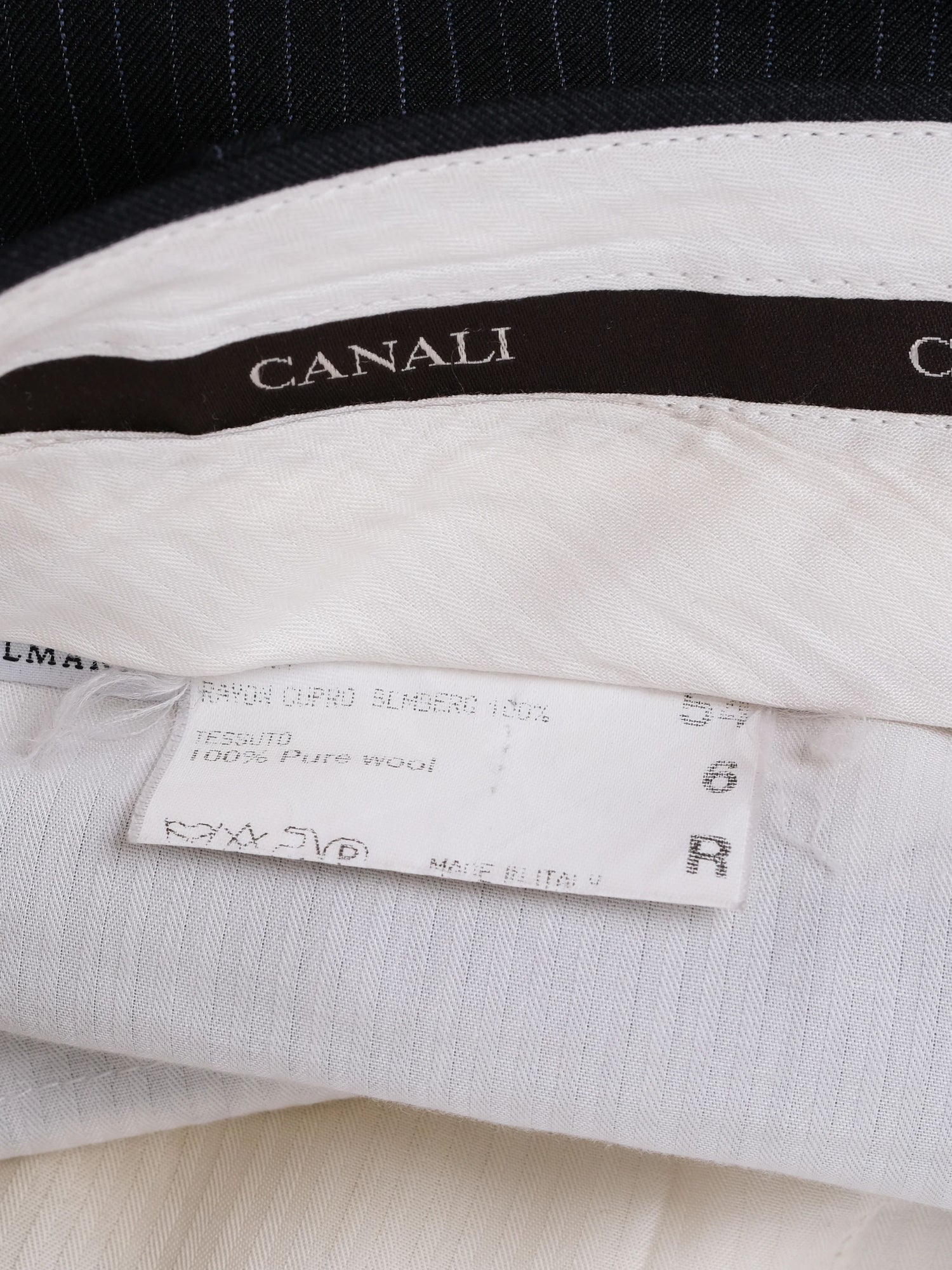 Excellent Canali Black Wool Suit Jacket Men Size XXL Pinstripe