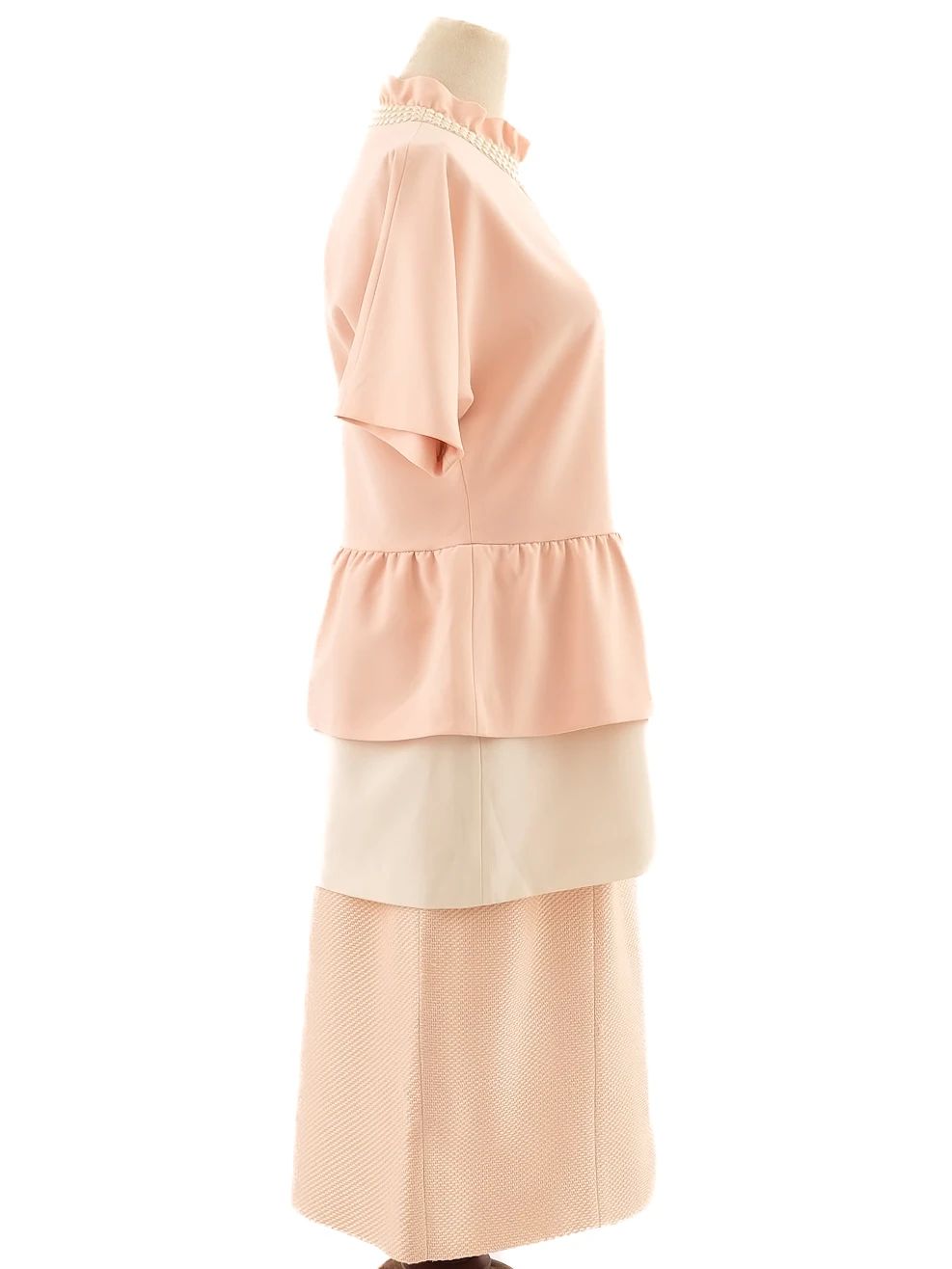 Excellent Moschino Pink Peplum Top &amp; Pencil Skirt Set Size M