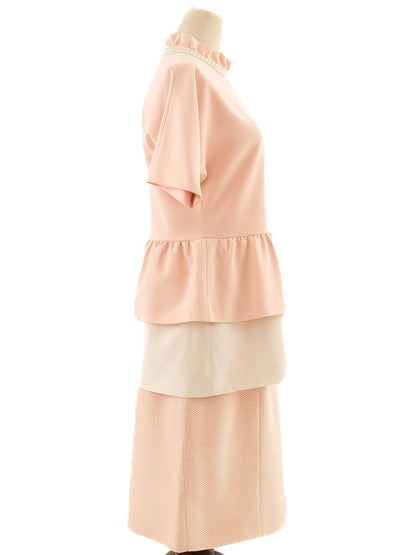 Excellent Moschino Pink Peplum Top &amp; Pencil Skirt Set Size M