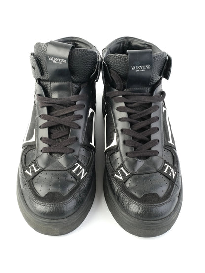 Excellent Valentino Black Leather High-Top Sneakers Size 40