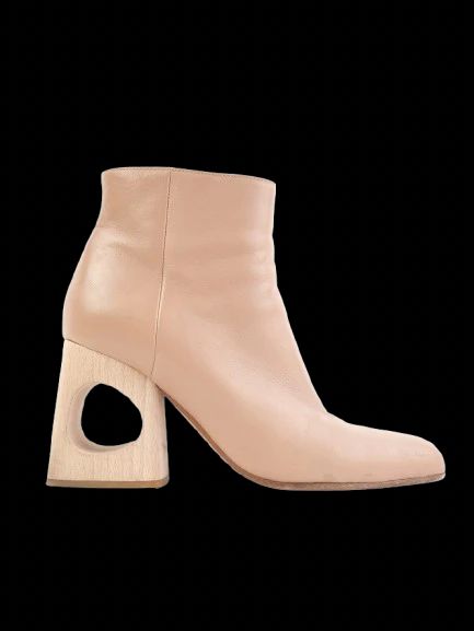 Average Marni Pink Leather Ankle Boots with Unique Wooden Block Heel Size 36