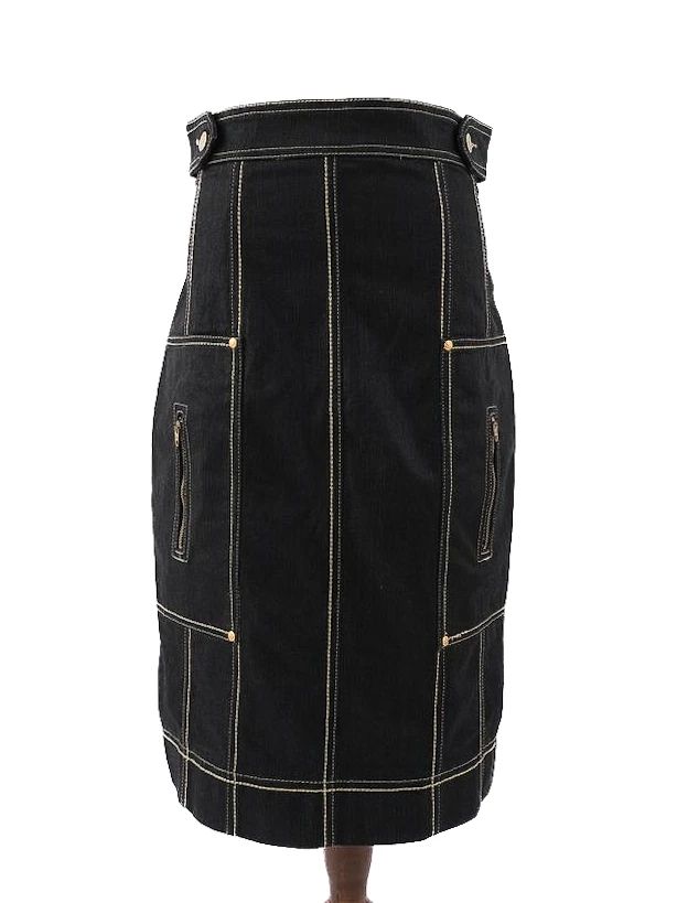 EXCELLENT Clips Blue Nylon WomenÕs High-Waisted Skirt Size L