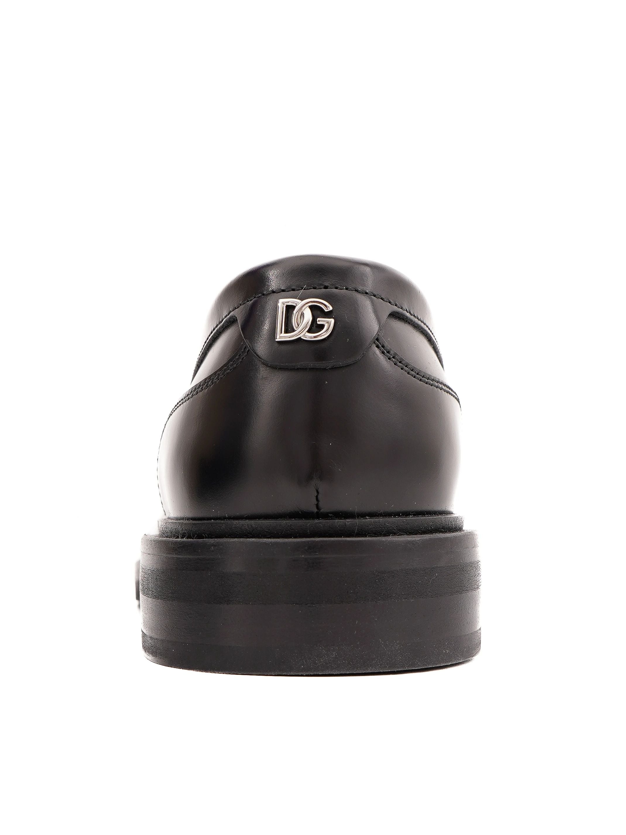 Excellent Dolce Gabbana Black Leather Loafers Size 40 Men