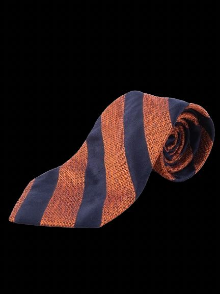Excellent Valentino Striped Tie 100% Silk Orange Navy Made in Italy