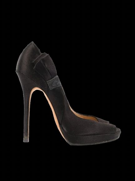 Jimmy Choo Black Genuine Suede Peep-Toe Stiletto Size 38