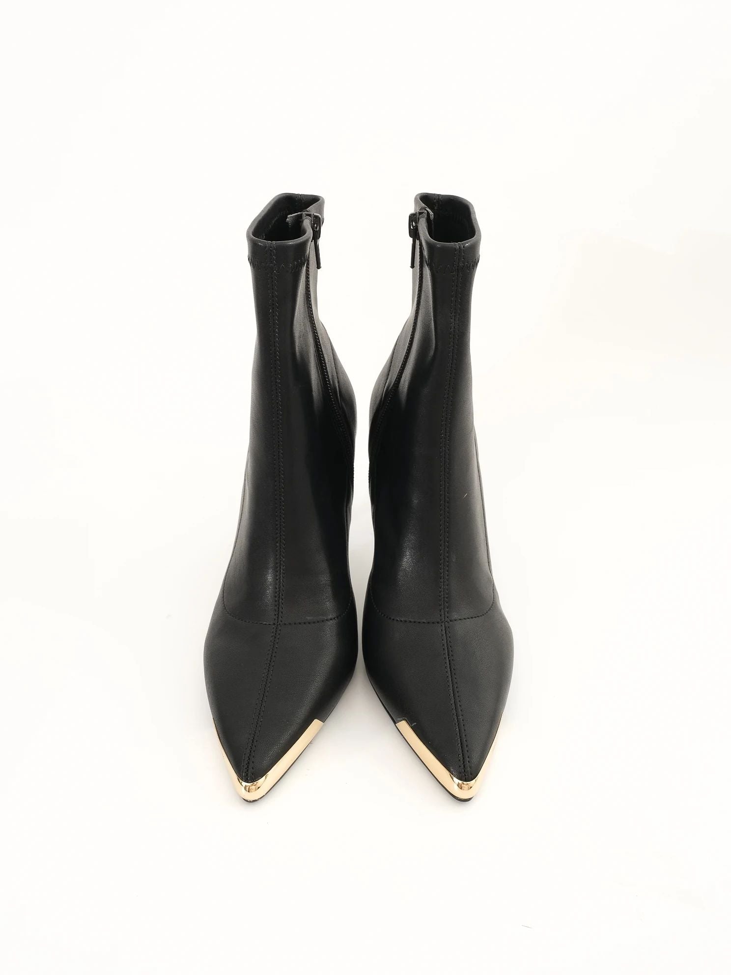NEW Versace Jeans Black Leather High-Heeled Ankle Boots Size 38