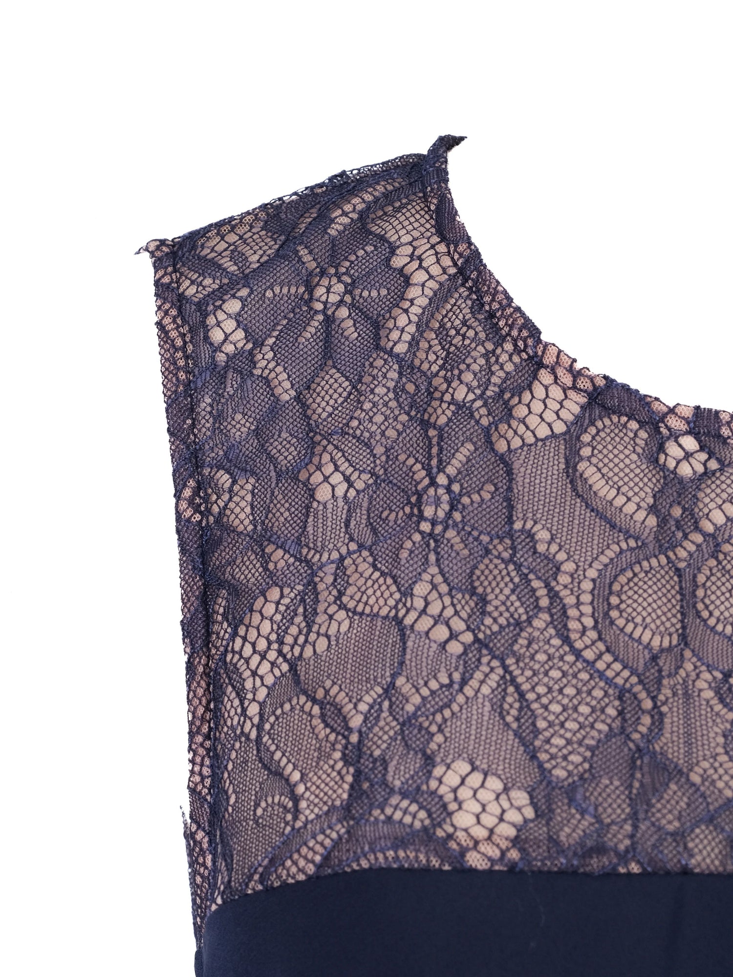 NEW BCBGMaxazria Blue Lace Overlay Sleeveless Gown Size M