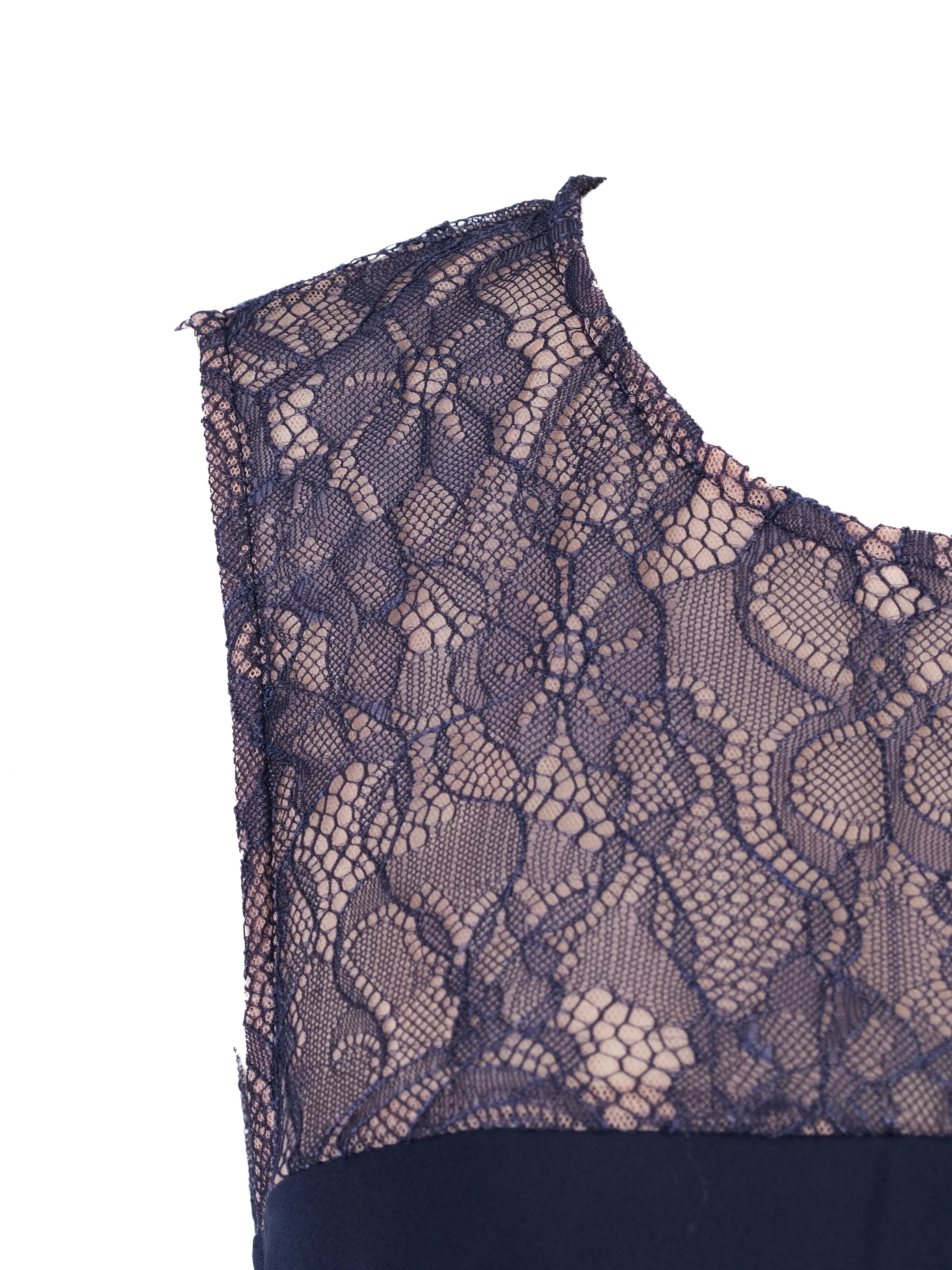 NEW BCBGMaxazria Blue Lace Overlay Sleeveless Gown Size M