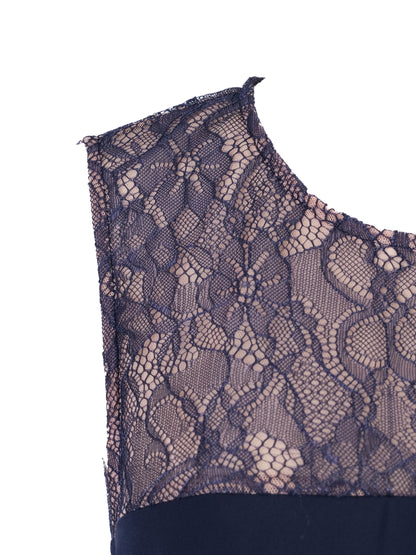 NEW BCBGMaxazria Blue Lace Overlay Sleeveless Gown Size M