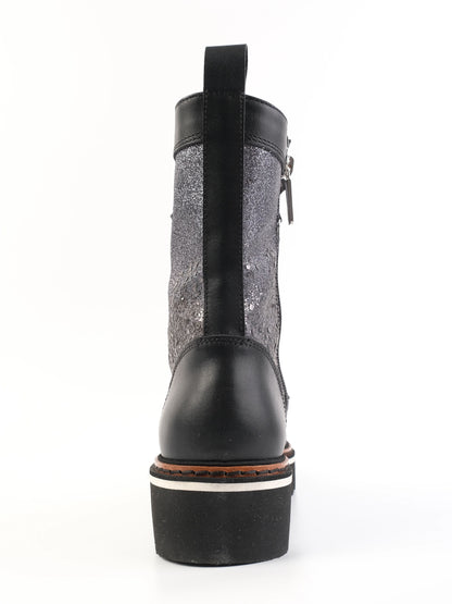 Excellent Pollini Gray Leather Lace-Up Boots Size 39