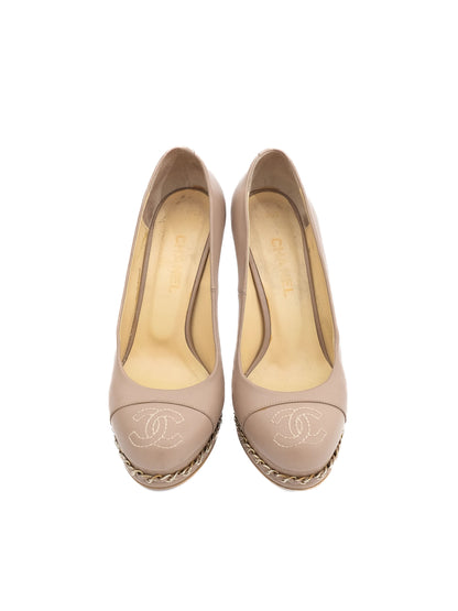 Excellent Chanel Pink Leather High-Heeled Shoes Size 37