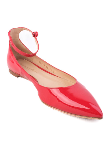 Excellent Gianvito Rossi Red Patent Leather Ballet Flats Size 37