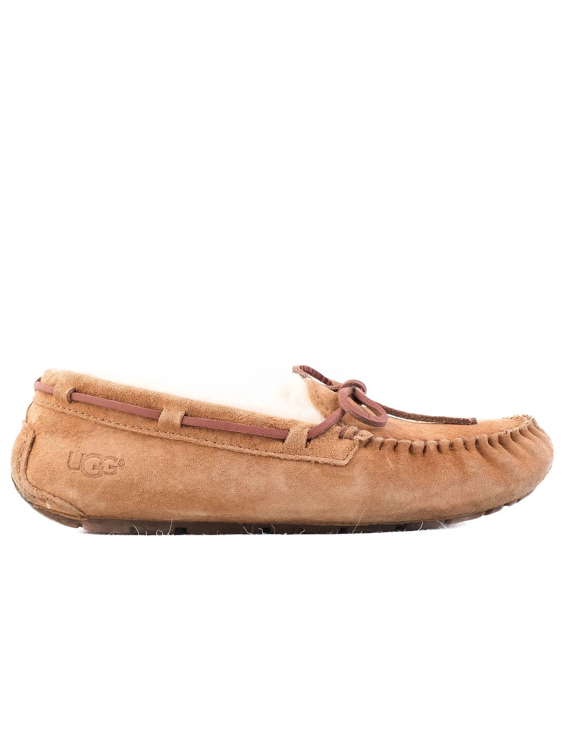 Excellent UGG Slippers Orange Leather Size 38 Moccasin Style