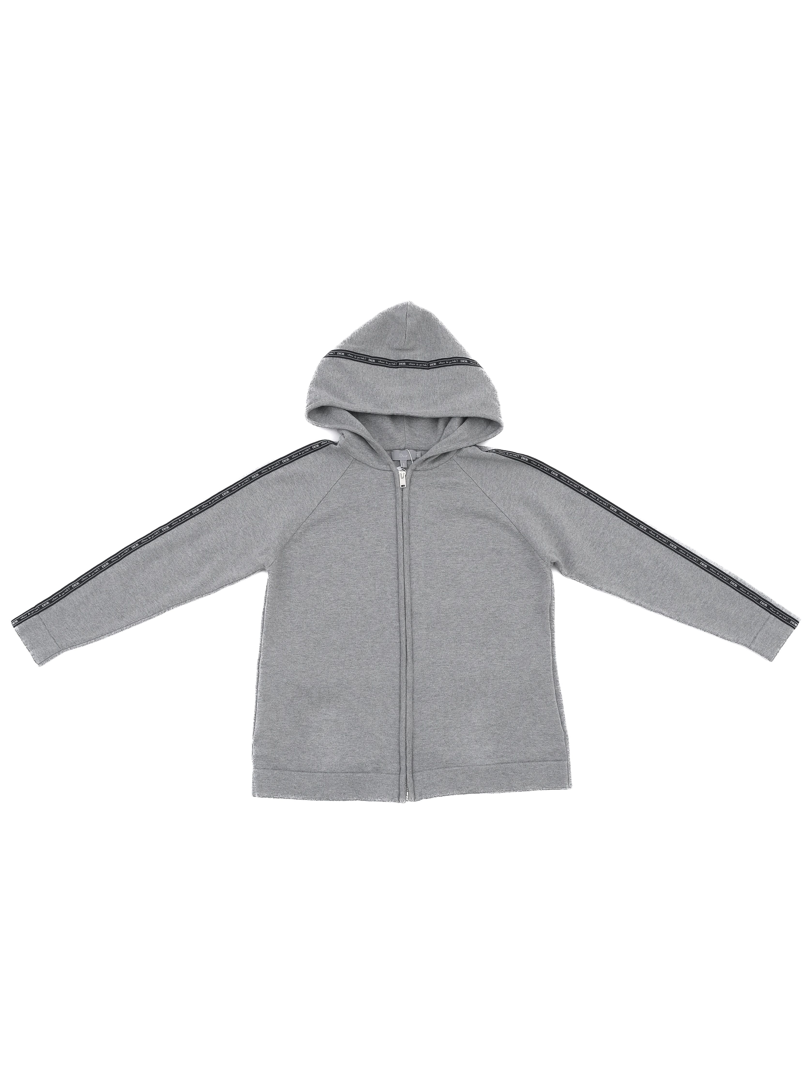 Excellent Dior Gray Zip-Up Hoodie for Kids Size 12