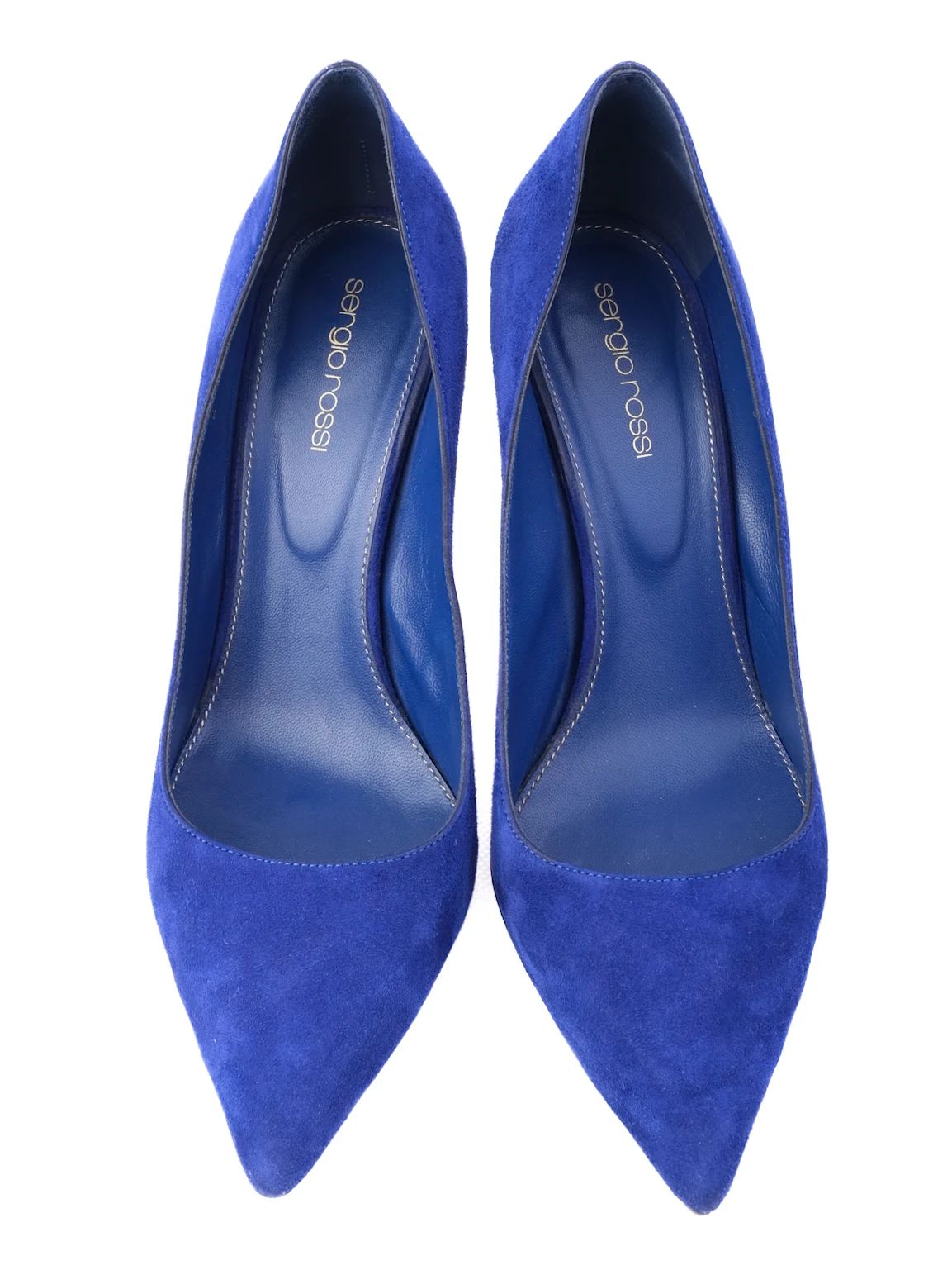 Excellent Sergio Rossi Blue Genuine Suede High-Heeled Shoes Size 39