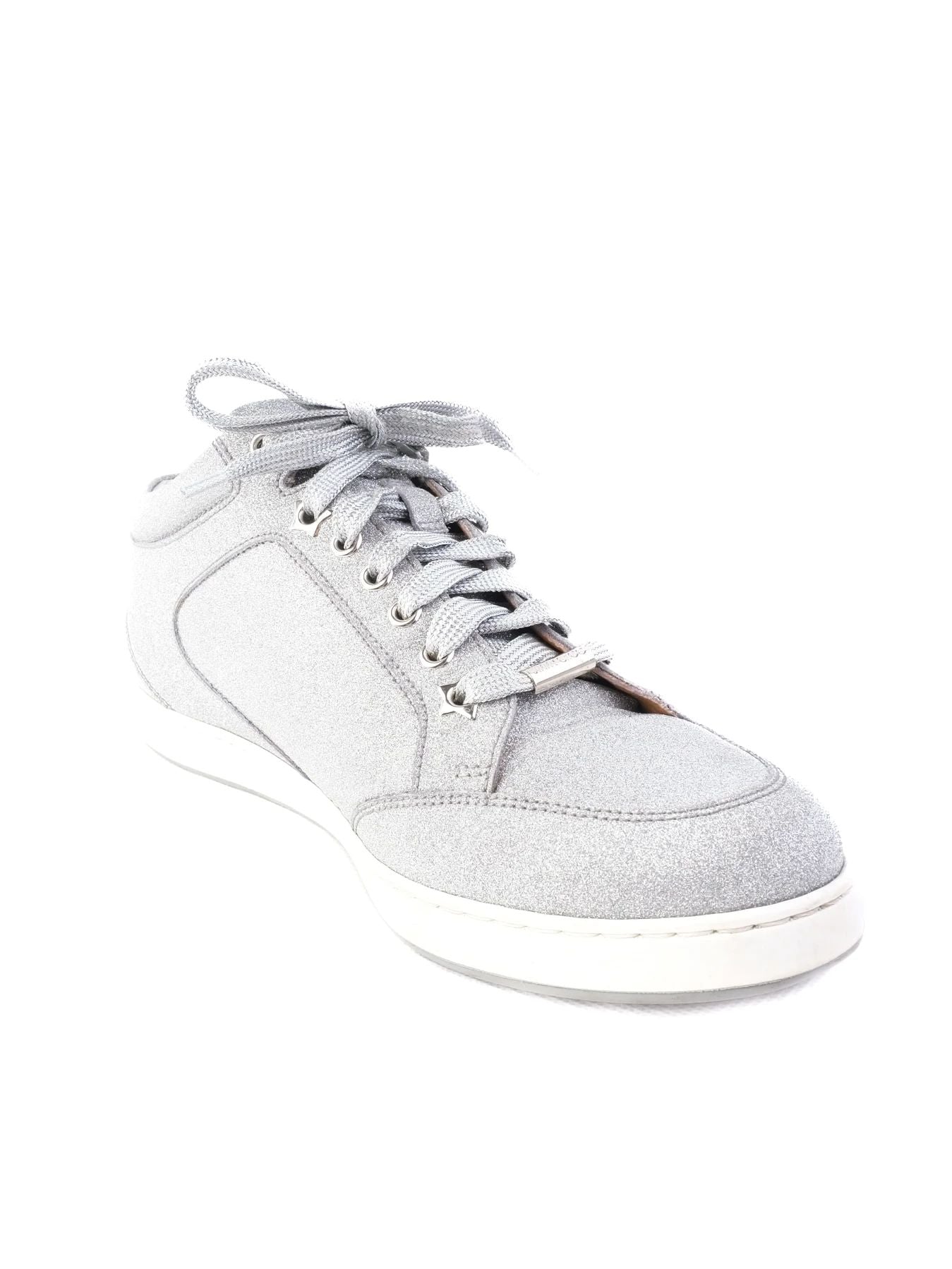 Excellent Jimmy Choo Gray Leather Sneakers with White Sole