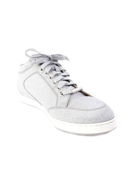 Excellent Jimmy Choo Gray Leather Sneakers with White Sole