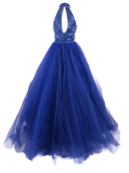 Perfect Sherri Hill Blue Ball Gown Size M with Beaded Bodice