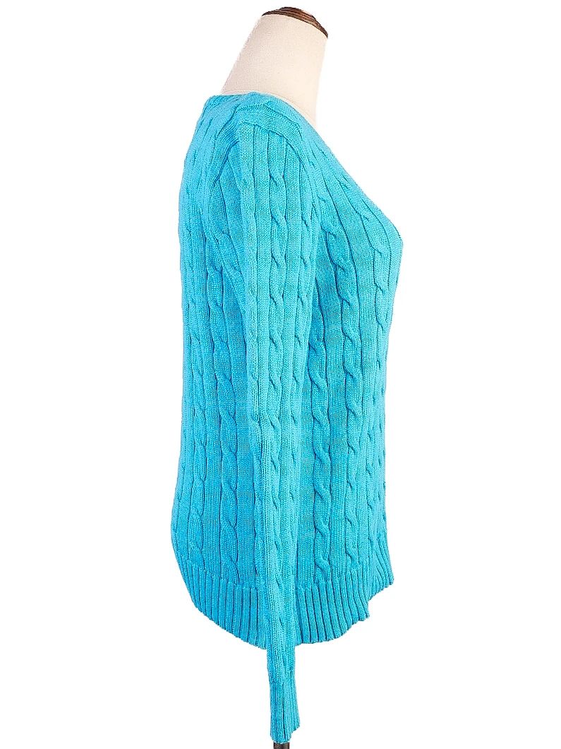 Good Condition Polo Ralph Lauren Blue Cable-Knit Sweater Size M