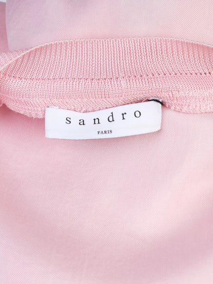 Excellent Sandro Pink Polyester Blouse Size XS with Ruffled Sleeves